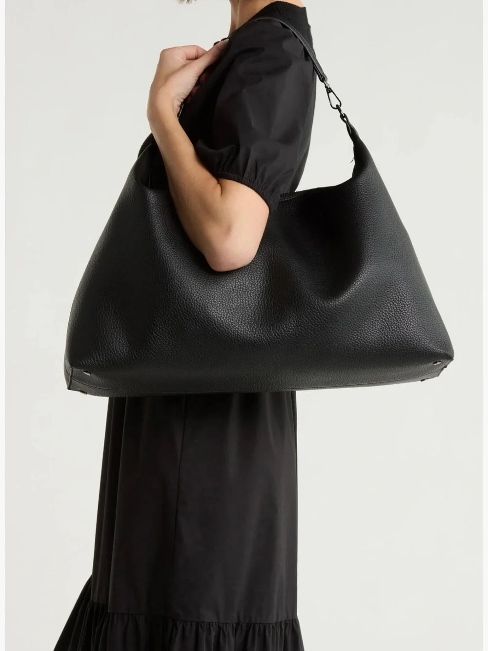 BCBG Black & Gunmetal Large Hobo Bag NWT